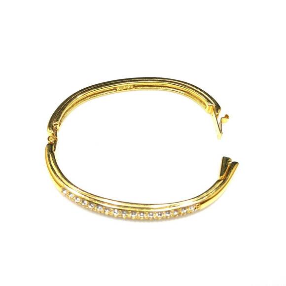 Vintage Swarovski Crystal Rhinestone Hinged Bangle Bracelet, Gold Plated, 1990s - Picture 10 of 10